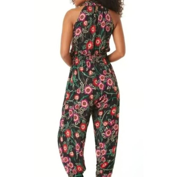 NWT MISA Halter Koral Floral Black Jumpsuit Romper Sleeveless Size S $470 [jb] - Picture 4 of 11